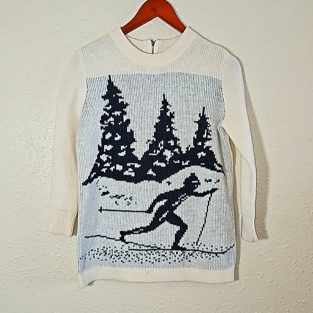 J. CREW 100% Wool Cream 3/4 Sleeve Sweater Top
